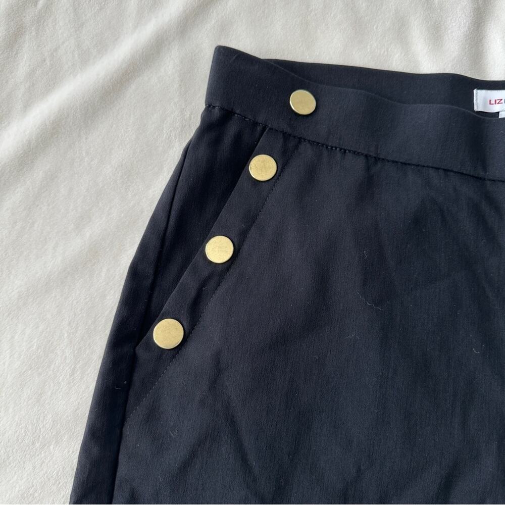 Liz Claiborne Black Bermuda Shorts M NWT Button High Rise Stretch Dress Shorts - Picture 3 of 8